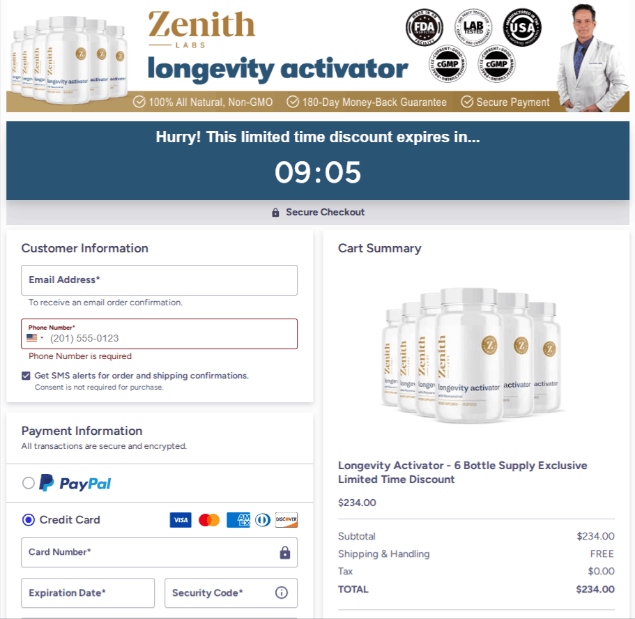 Longevity Activator Checkout